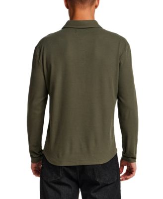 Men's Long-Sleeve Soft Mini Waffle Polo Shirt