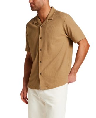 Men's Short-Sleeve Seersucker Coatfront Knit Shirt