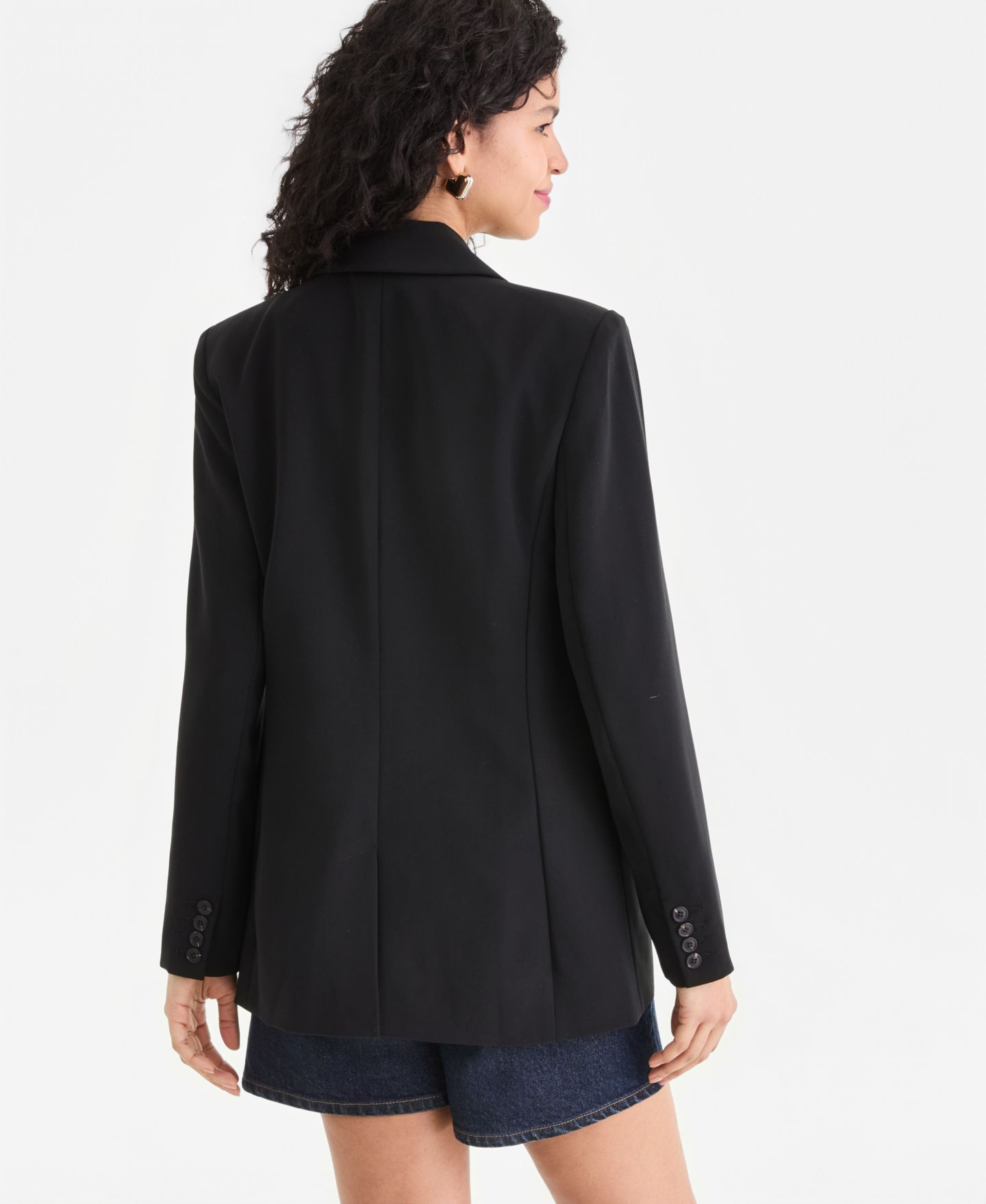 Женский пиджак I.N.C. International Concepts Oversized One-Button Blazer, цвет: Глубокий чёрный — фото 3