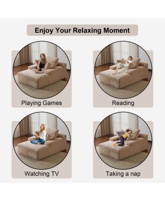  Modern Striped Faux Fur Lounge Chair with Ergonomic Design