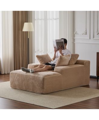  Modern Striped Faux Fur Lounge Chair with Ergonomic Design