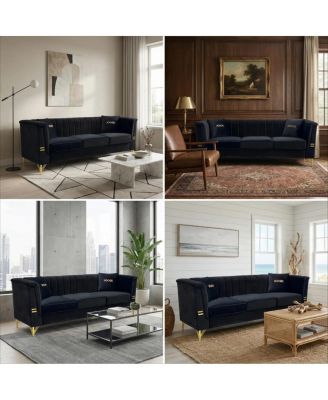  Modern Velvet Sofa with Vertical Channel Tufting