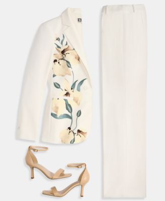 Women's Placement-Print One-Button Blazer & High Rise Wide-Leg Pull-On Pants