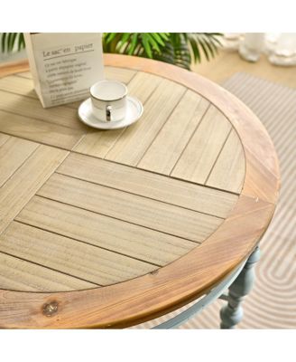 Rustic Wooden Carved Coffee Table with Metal Legs