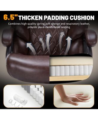 600lbs Big and Tall Office Chair, Executive Chair with Adjustable Headrest, High Back, Heavy Duty PU Leather