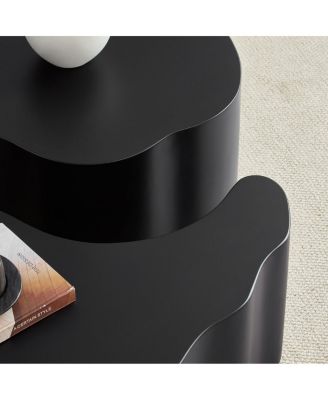  Unique Shape MDF Coffee Table set of 2, No Assembly Required