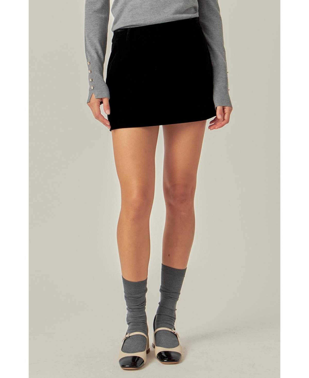 English Factory Women's Velvet Low Rise Skort.