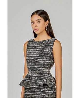Women's Sequin Textured Peplum Top
