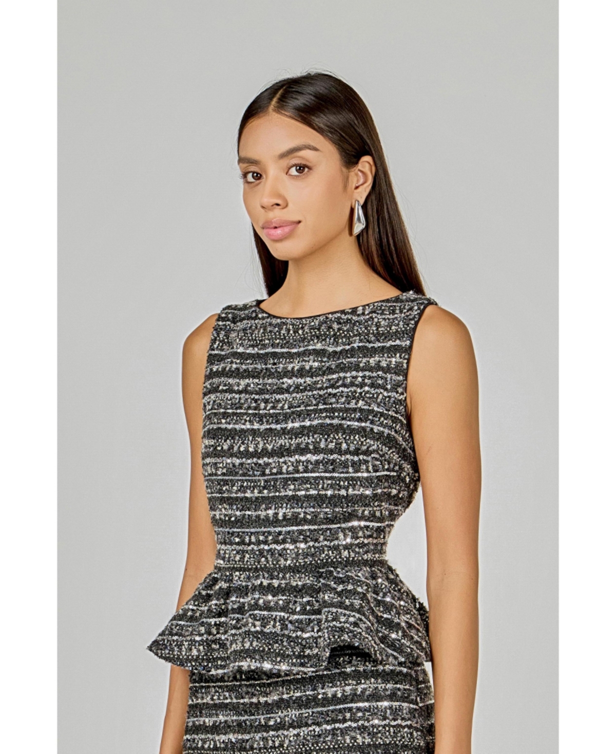 endless rose Women's Sequin Textured Peplum Top