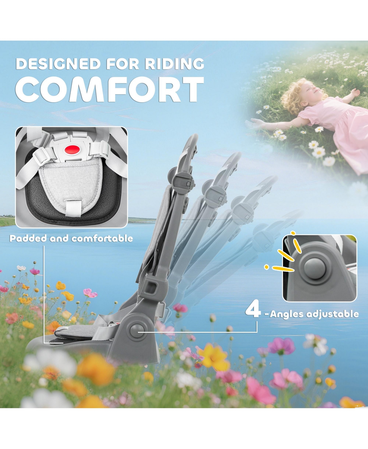 Qaba 6 1 Kids Tricycle with Adjustable Push Handle for 1-5 Years,