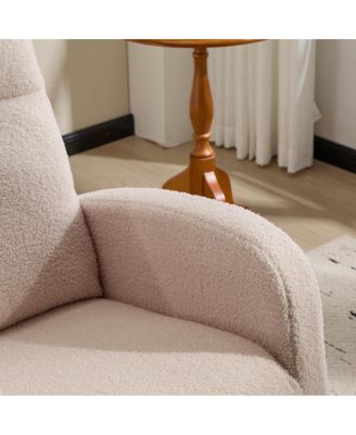 Modern Accent Rocking Chair with Solid Wood Legs & Side Pocket