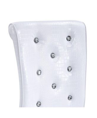 Set of 4 Retro Alligator Upholstered Dining Chairs with Crystal Buckle