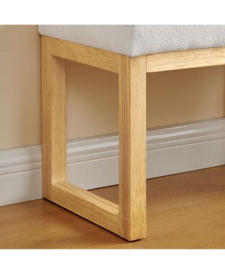 Shoe-changing bench with wooden frame and cushioned seat - Beige