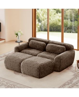 Soft Plush Boneless Sofa with Chaise, No Assembly Required, Chocolate