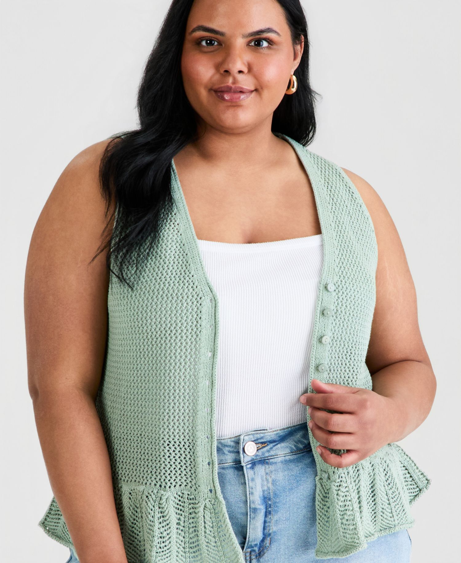 Trendy Plus Size Peplum Sweater Vest