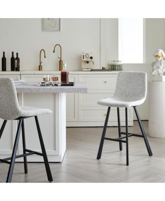 Modern Fabric Bar Stool with Metal Legs