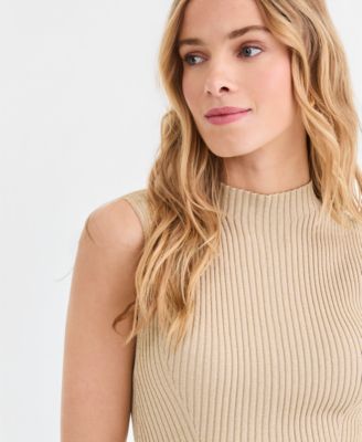Women's Metallic Rib-Knit Sleeveless Sweater