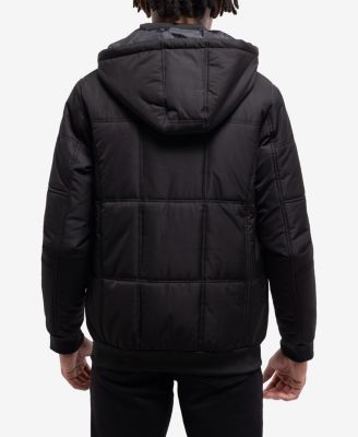 Men's Hooded Puffer Jacket With Patch Chest Pockets