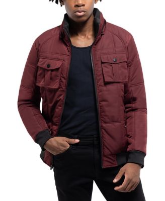 Men's Hooded Puffer Jacket With Patch Chest Pockets