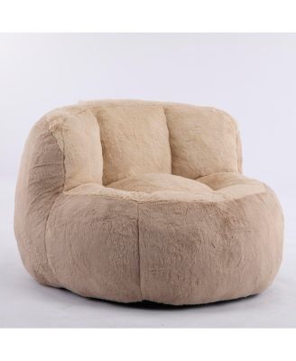 Oversized Multicolor Faux Fur Bean Bag Chair with Shredded Sponge Filling