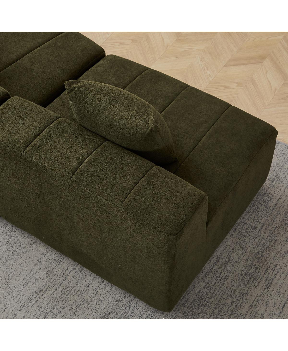 Streamdale Furniture Chenille Curved Sectional Sofa with 6 Pillows, Modular Semi-Circular Sofa for Any Room