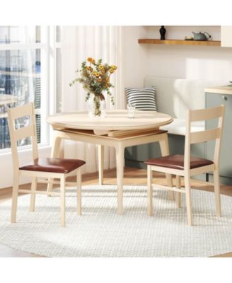 Wooden dining chair with rubber wood frame padded seat for kitchen