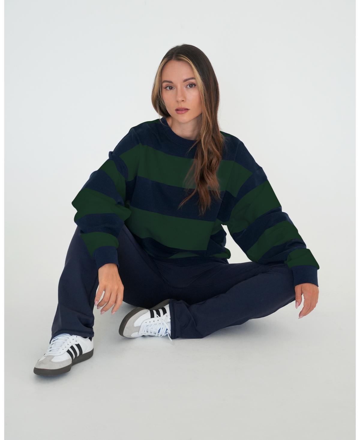 Rebody Active Women's Rugby Stripe Relaxed Sweatshirt