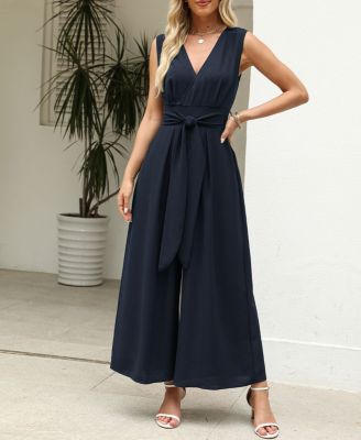 Women's Sleeveless Tie Front Jumpsuit