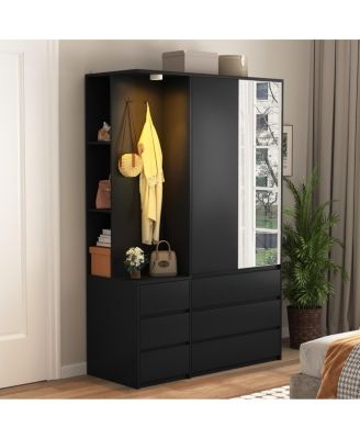 Wardrobe Closet 71.7" H, 2 Doors 6 Drawers