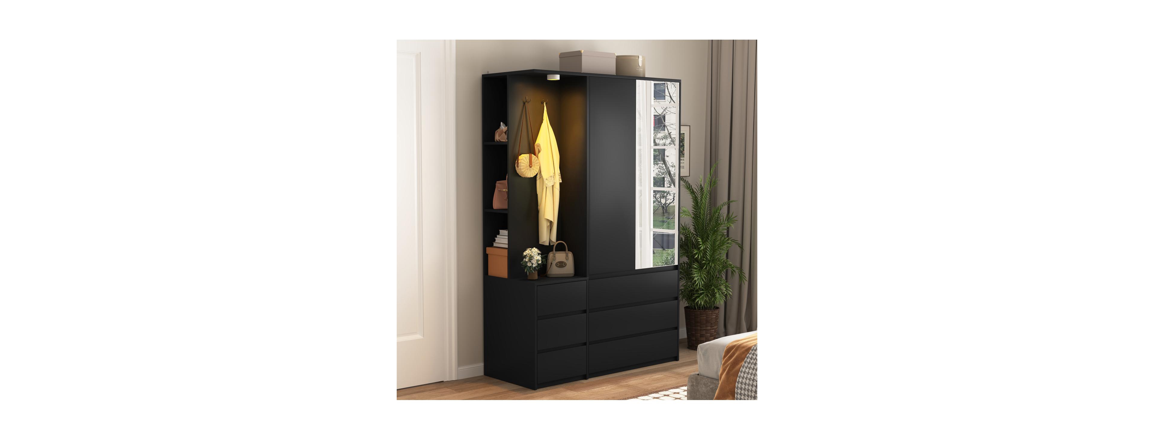 Streamdale Furniture Wardrobe Closet 71.7" H, 2 Doors 6 Drawers