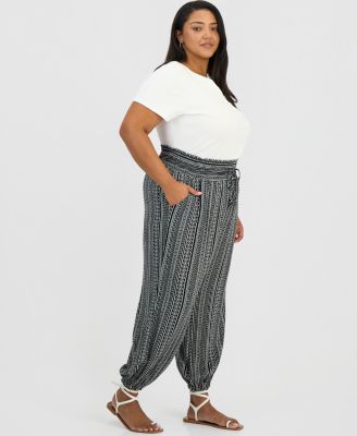 Trendy Plus Size Printed Pull-On Jogger Pants