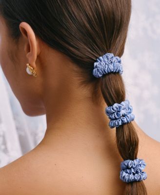 4-Pc. Cornflower Pure Silk Skinny Scrunchies