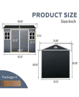 Mondawe 8 x 6 ft Resin Outdoor Storage Shed with Floor & Two Windows & Lockable Door