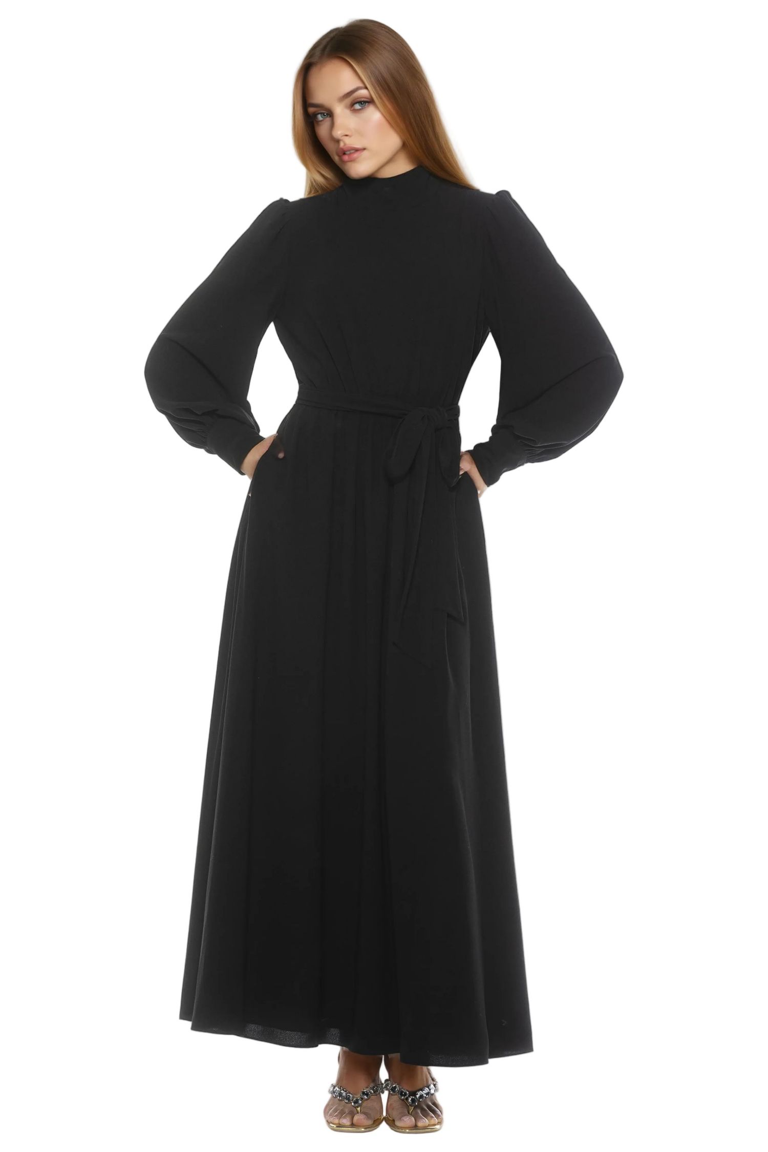 Women's Isaliah Mockneck Blouson Sleeve Maxi Dress