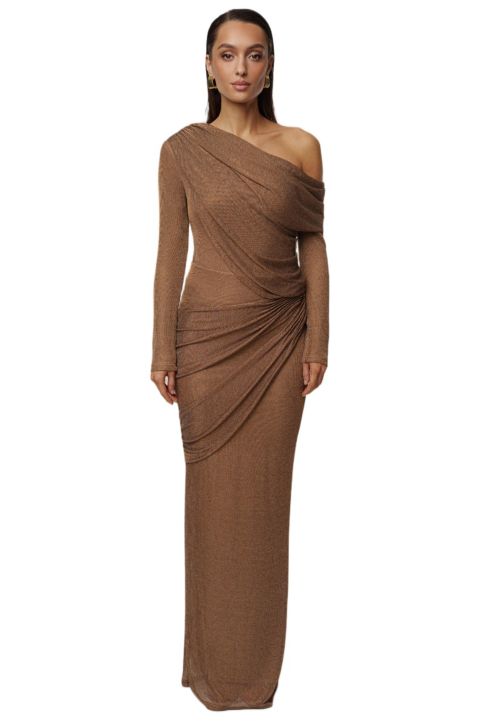 Женская юбка JLUXLABEL Opulent Metallic Maxi, цвет: Коричневый