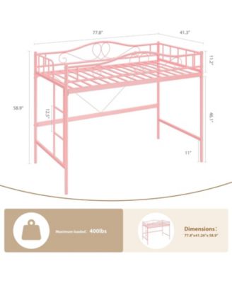 Loft Bed Twin Size with Removable Ladder & Full Safety Guardrail, Twin Loft Bed Heavy-Duty Metal Frame 400 Lbs Weight Capacity, No Box