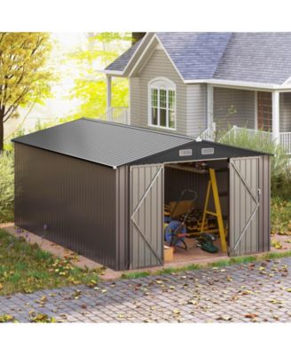 10 x 14 FT Outdoor Storage Shed with Improved Windproof Metal Structure 4 Vents