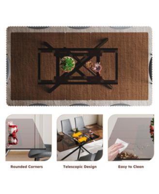 Modern Expandable Dining Table with Retractable Leaf, Glass Top (7-59 chars)
