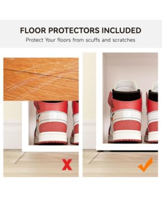 Entryway Shoe Bench with Storage and Cushioned Seat, Wooden Shoe Rack with Adjustable Shelves and Side Pockets