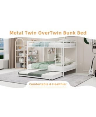 Durable Square Tube Iron Bunk Bed with Safety Rails