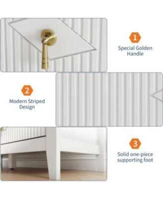 47" Wide Fluted Dresser, 6 Drawer Modern Wood Storage Chest for Bedroom or Living Room, White