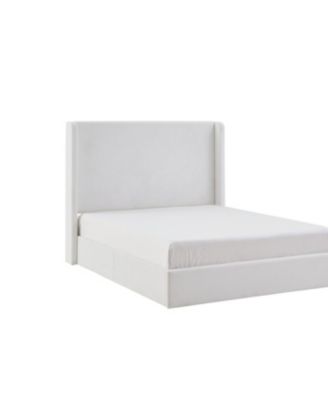Carmen King Upholstered Wingback Bed - No Box Spring Needed