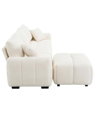 110" Modular Sectional Sofa, L-Shape, Extra-Large Seat, Movable Ottoman, Boucle Fabric