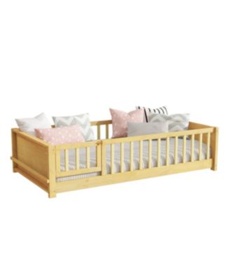 Twin Size Floor Bed with Book Rack and Door