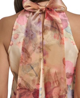 Women's Printed Tiered Halter Neck Dress