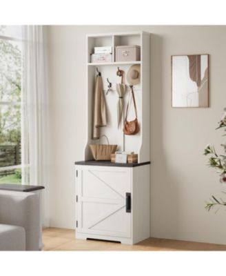 Farmhouse 3-in-1 Hall Tree with Shoe Storage Bench & Hooks for Entryway