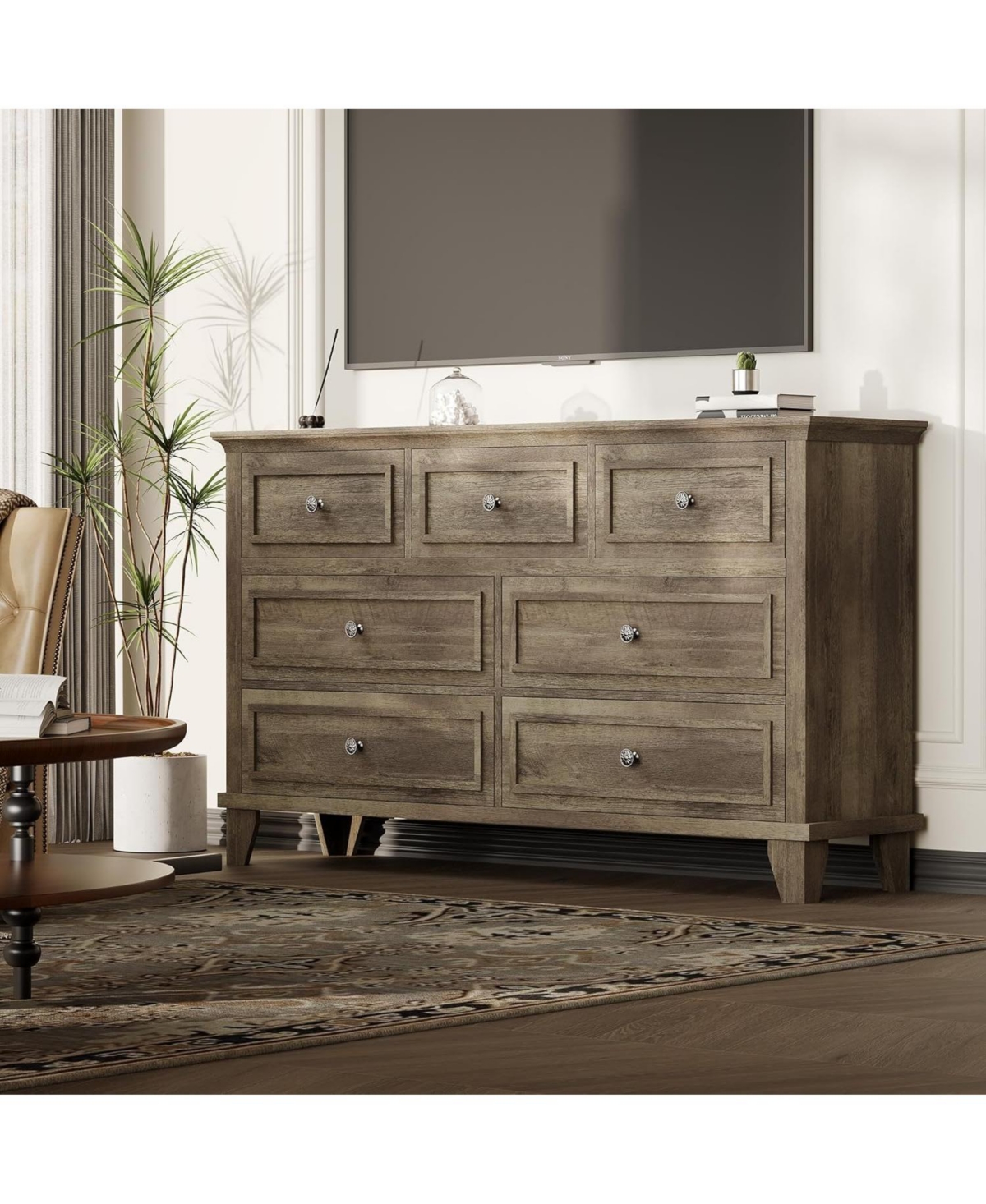 gaomon 7-Drawer Dresser for Bedroom, 47" Wide Wooden Chest with Deep Drawers, Dresser Tv Stand