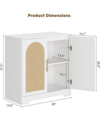 Sideboard Buffet Cabinet with 2 Rattan Doors & Shelves, Modern Credenza Coffee Bar Cabinet