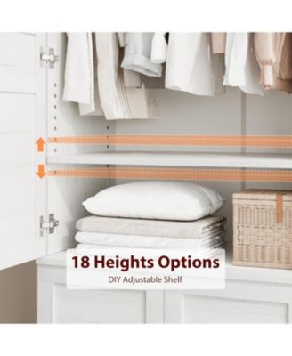 72" Armoire Wardrobe Closet with 4 Doors, Hanging Rod & Adjustable Shelves for Bedroom Storage