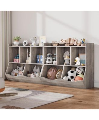 Kids Bookshelf and Toy Storage Bookcase, Multi-Shelf Cubby Organizer for Playroom and Classroom